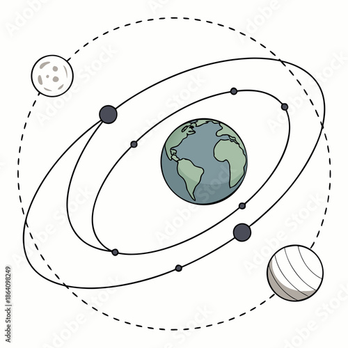 Earth and Moon Orbit Diagram with Elliptical Path