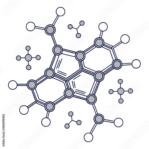 Crystalline molecular structure with symmetrical bonds and atoms
