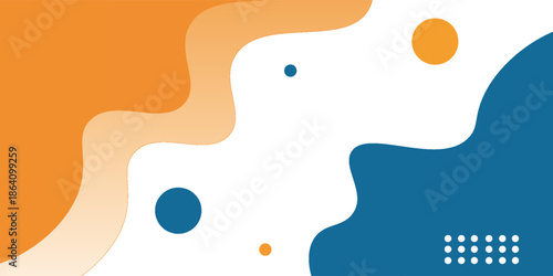 Blue and orange geometric business banner design. Creative banner design with wave shapes and lines for template. Simple design on white horizontal banner. Eps10 vector