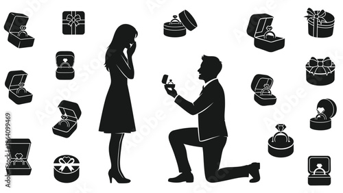 Man proposing to woman with ring in jewelry box