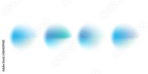 Abstract gradient blur colors, smoothly blue and green. The liquid and fluid shapes in dynamic visual effect. Flat vector illustration isolated on white background.