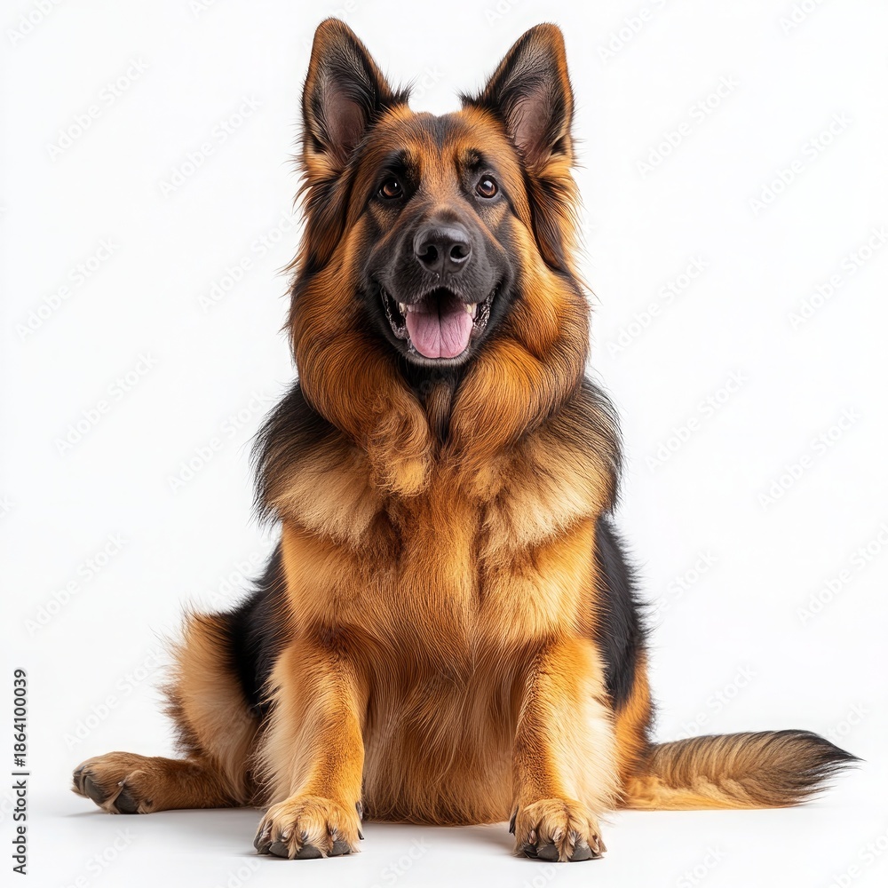 Fototapeta premium German Shepherd Dog Sitting Isolated on White Background