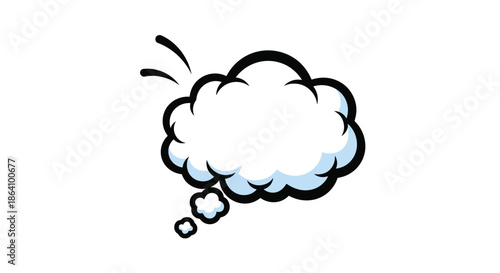 Classic comic book style thought bubble with a black outline and blue shading, isolated on a clean white background for your text.