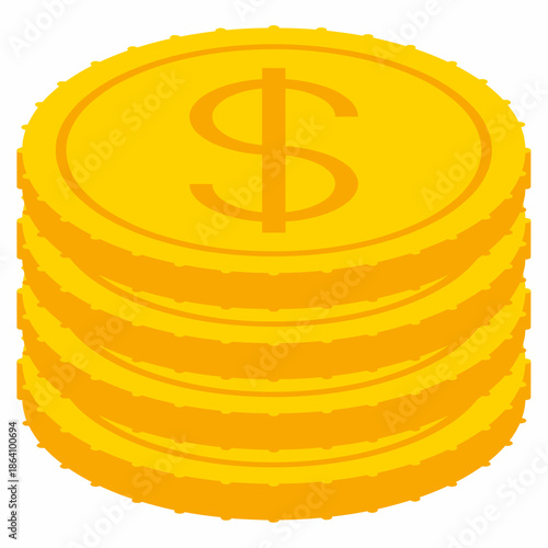 An illustration depicts a stack of gold coins with a dollar sign on top.