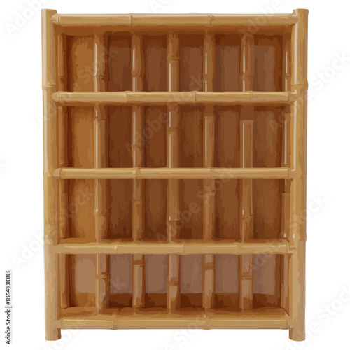 Realistic 3D Bamboo Bookshelf [Converted].eps