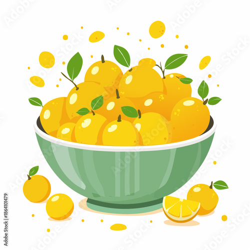 lemons in green bowl with leaves Nyepi Day.