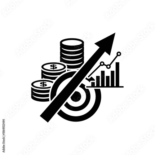 Financial Growth Arrow Icon – Profit Increase Business Analytics Vector Illustration