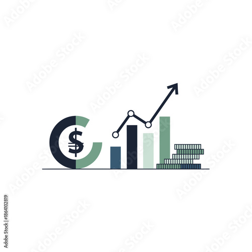 Financial Growth Arrow Icon – Profit Increase Business Analytics Vector Illustration