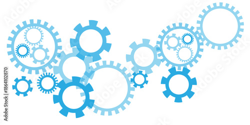 Vector white gear wheel with electronic circuit board for mechanical engineering with dots and lines connection. Abstract technical background design