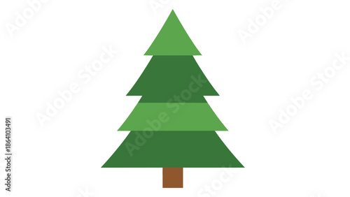 Simple green Christmas tree icon, isolated white background.