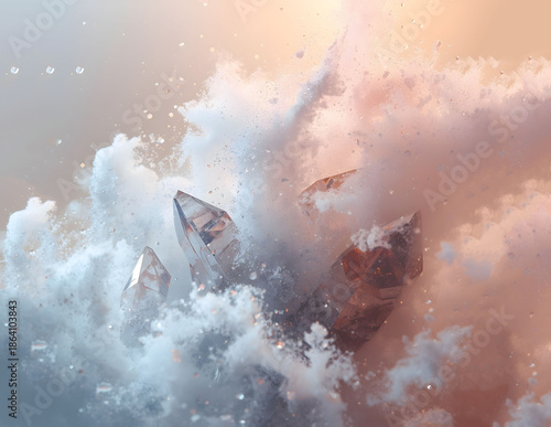 Abstract Crystal Formation In Pastel Smoke