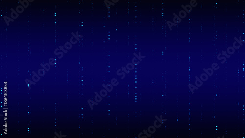 abstract blue background with string dots and shiny particles falling , futuristic ai technology and science social media background