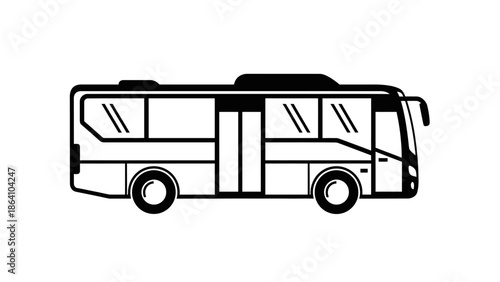 City bus icon, public transit vehicle silhouette, urban transportation vector illustration.