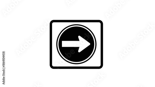 Right arrow traffic sign icon, direction pointer symbol, navigation vector illustration.