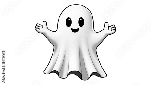 A cheerful ghost character giving a thumbs up gesture with a friendly smile