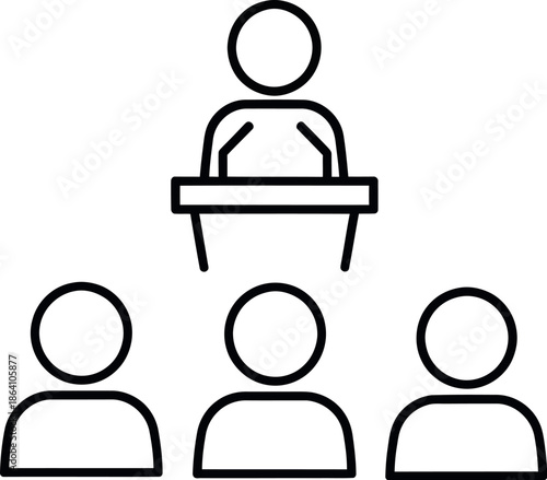 Speaker addressing audience with some students 