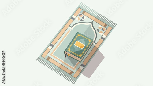 Holy Quran on a prayer mat symbolizing Islamic devotion and spirituality.