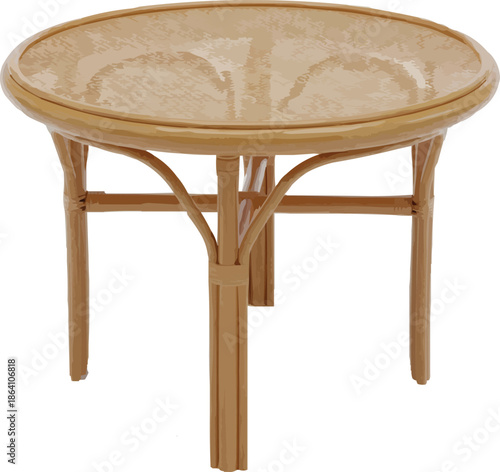 Realistic 3D Cane Dining Table