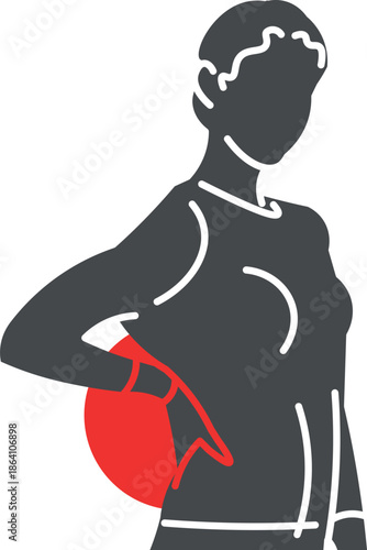 Woman with lower back pain highlighting discomfort in the back area