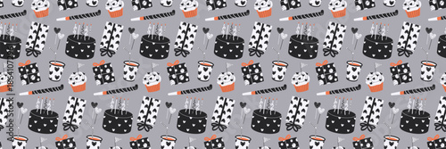 Birthday Party Pattern with Cake, Gifts and Party Horns