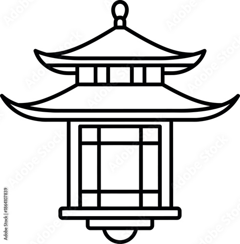 East asian pagoda-style lantern icon