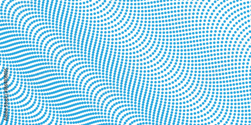 futuristic concept of technology, science, music, modern arts grid. Flowing dot particles light wave pattern halftone blue gradient smooth curve on black background.futuristic