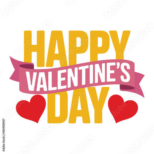 The image is a digital graphic with a festive and celebratory style, with a Valentine's Day theme. The main text is "Happy Valentine's Day" in a bold, uppercase font.