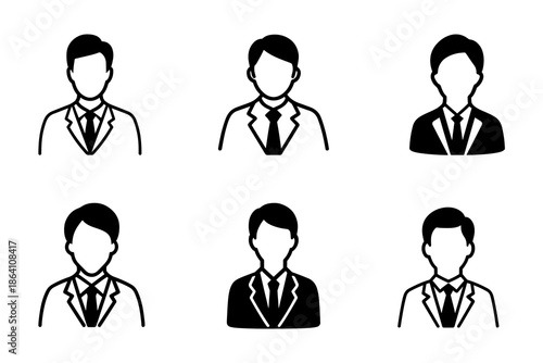 サラリーマン・ビジネスマン・会社員アイコンセット　男性　人物　スーツ　就活　新入社員　営業　社会人.