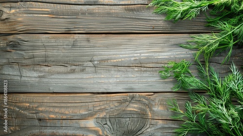 A bunch of fresh dill on a wooden board, fragrant herbs and seasoning.