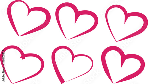 Expressive Hand-Drawn Love Symbol Collection with Sketchy Grunge Hearts, Imperfect Lines, and Artistic Vintage Texture Style