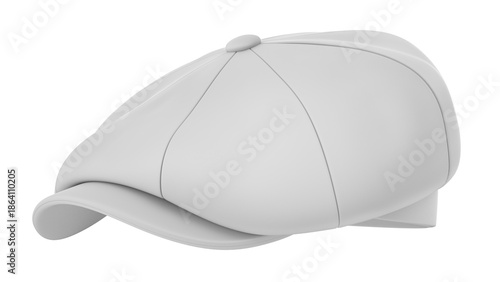 Fotografie Clay render of  newsboy cap isolated on white background - 3D illustration