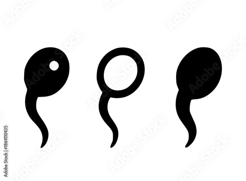 3 tadpoles illustration icons, silhouette, transparent background