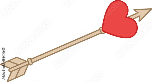Heart pierced by arrow vector illustration symbolizing love romance cupid and Valentine’s Day concept