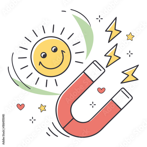 Marketing Customer Attraction Icon with Magnet Shape for Lead Generation and Business Growth Strategy, Minimalist Vector Symbol