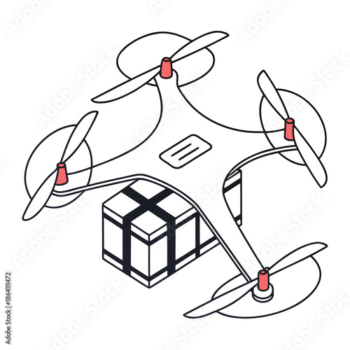 Modern Smart Delivery Drone Illustration in Minimalist Vector Style for Tech and Logistics Industry