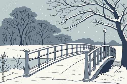 winter landscape with bridge