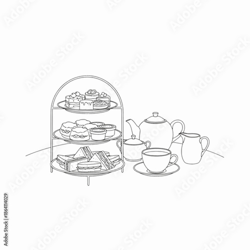 Afternoon high tea setup with tiered stand