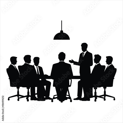 Business Presentation Silhouette Illustration of Corporate Team Meeting