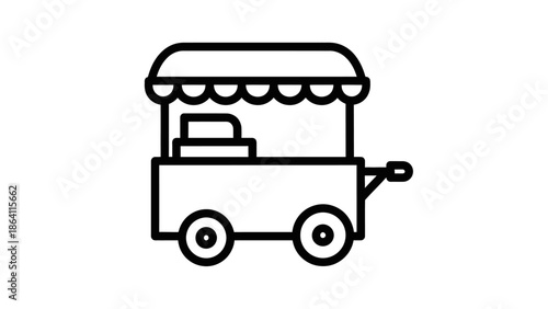 Street food cart icon, mobile stall outline vector illustration.