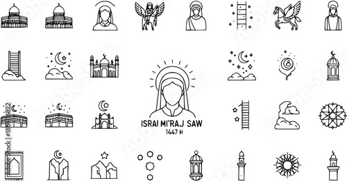 Islamic Icons Collection: Mosques, Angels, Stars, Moon  More