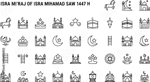 Islamic Symbols and Icons: Isra Mi'raj, Mosques, Moon  Star