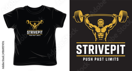 strivepit push past limits  graphic victor art t-shirt design print template