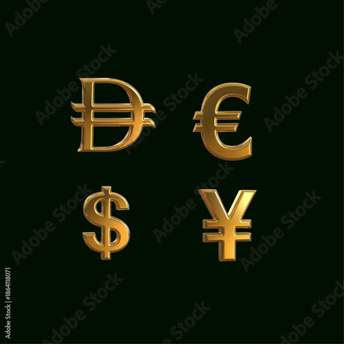 3D Golden Currency Symbol