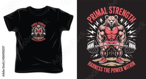 primal strength  graphic victor art t-shirt design print template