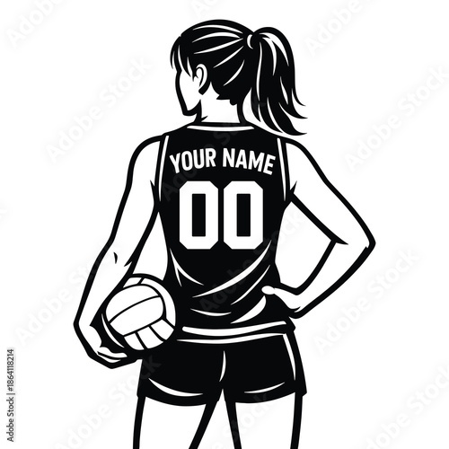 Girl Volleyball Player with Customizable Jersey Design