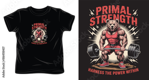 primal strength  graphic victor art t-shirt design print template