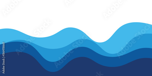Sea waves layer vector background illustration. Sea beach vector illustration.
