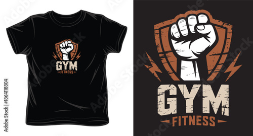 gym fitness  graphic victor art t-shirt design print template