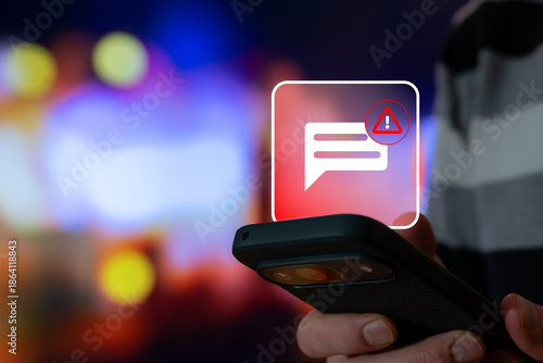 Suspicious SMS Phishing Warning Message On Smartphone, Scam Malware Fraud Risk And Banking Security Alert For Unsafe Links And Unauthorized Access