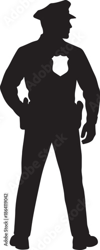 Standing police officer silhouette